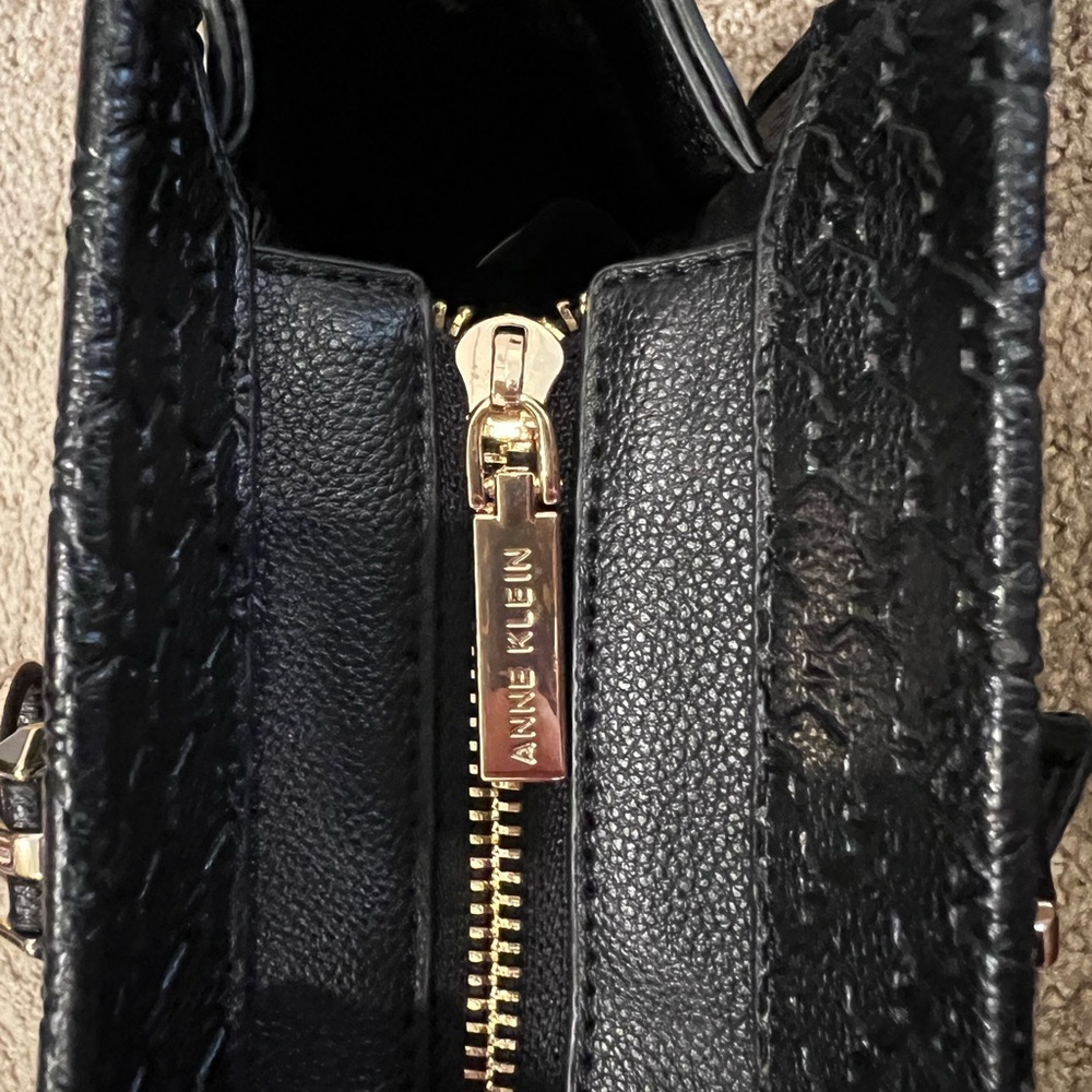 Anne Klein Black Textured Satchel - Picture 5 of 6